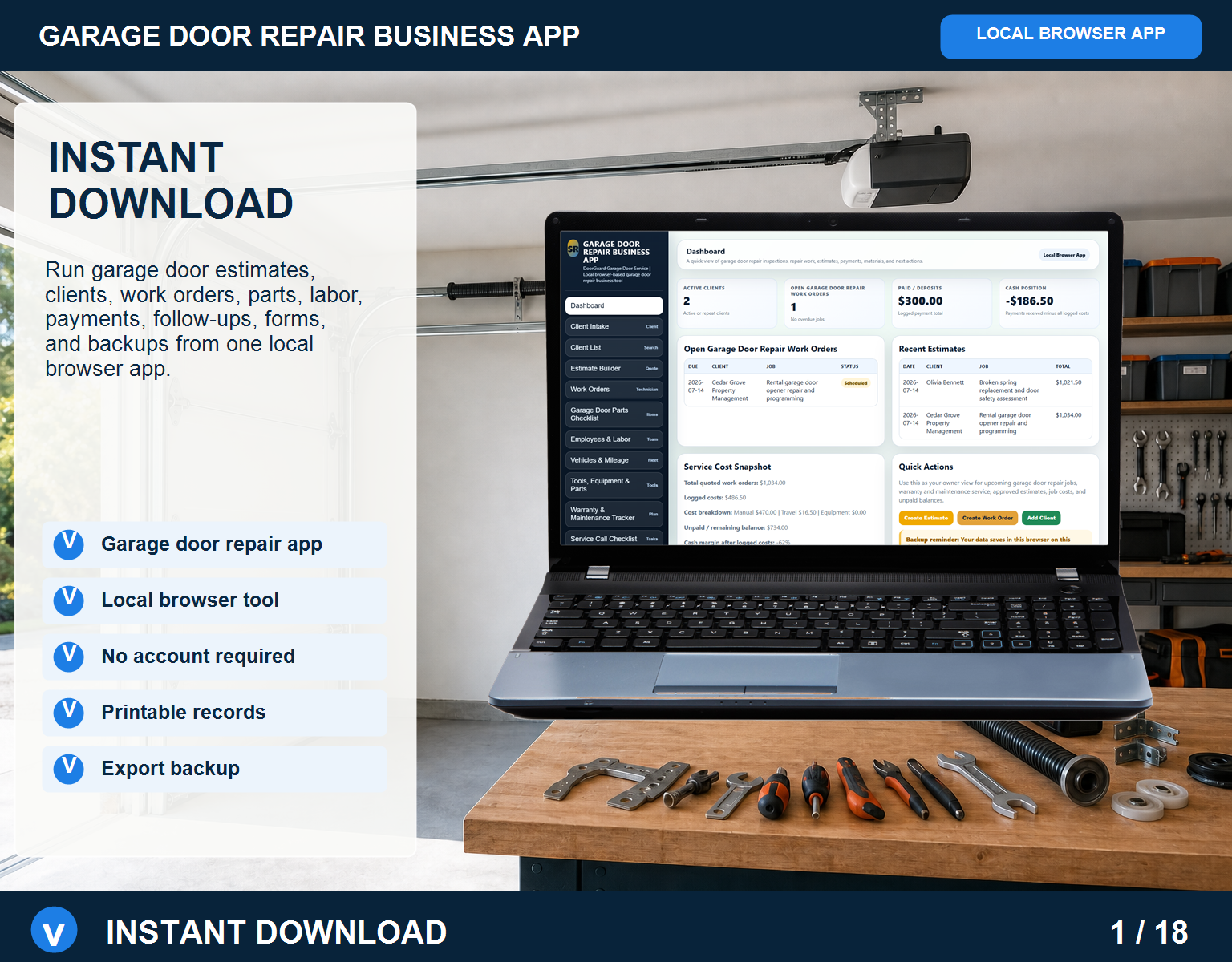 Garage Door Repair business app Garage Door Repair Business App screen for service workflow management